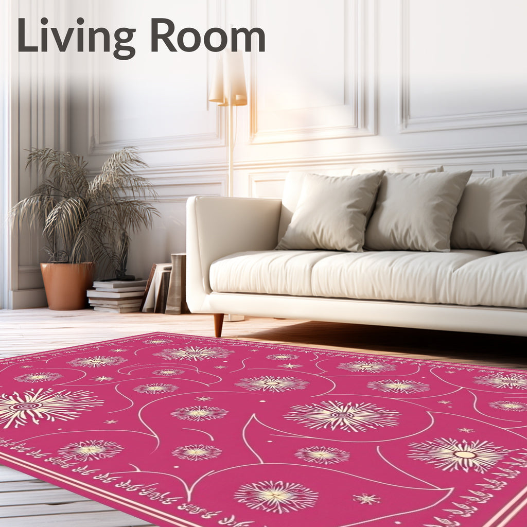 Fuchsia Daisy Swirl Medallion Rug