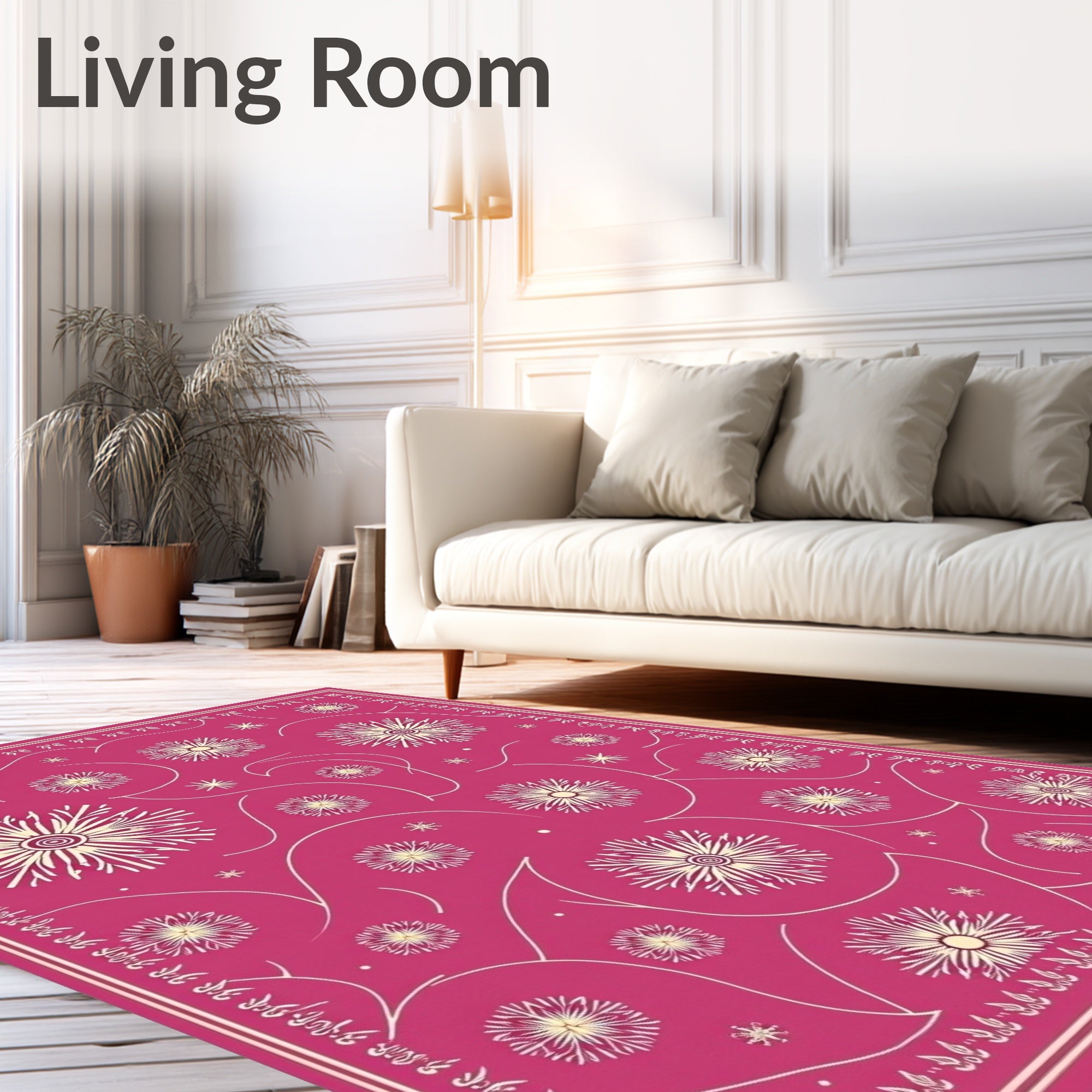 Fuchsia Daisy Swirl Medallion Rug