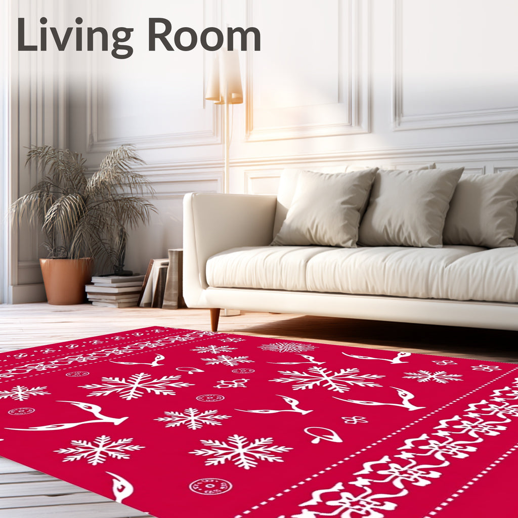White Festive Winter Snowflakes Spread Rug