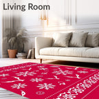 White Festive Winter Snowflakes Spread Rug