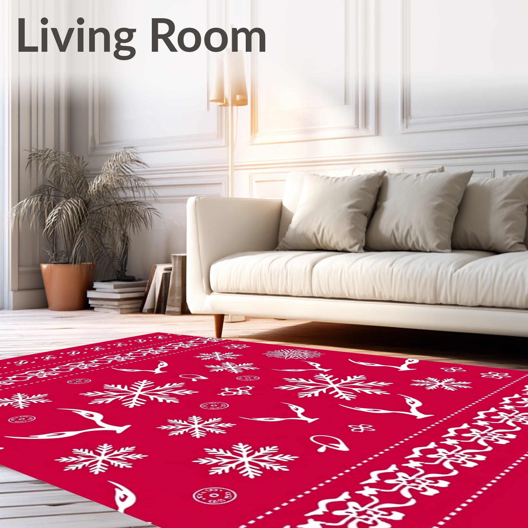 White Festive Winter Snowflakes Spread Rug