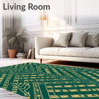 Emerald Green Gold Animal Stripe Rug