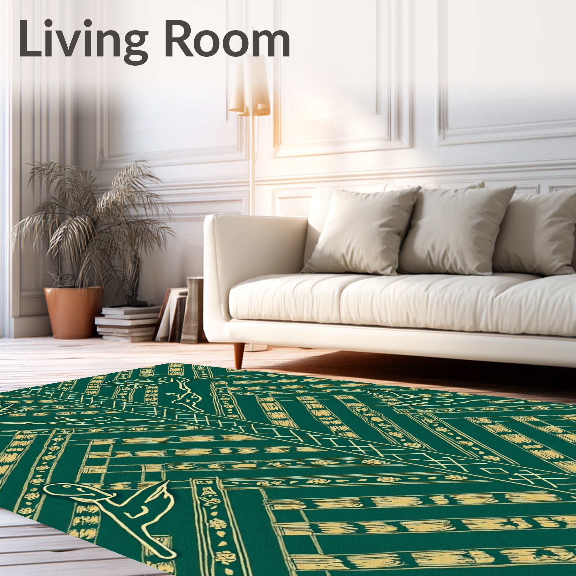 Emerald Green Gold Animal Stripe Rug