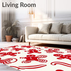 Whimsical Red Gingerbread Man Swirls Rug