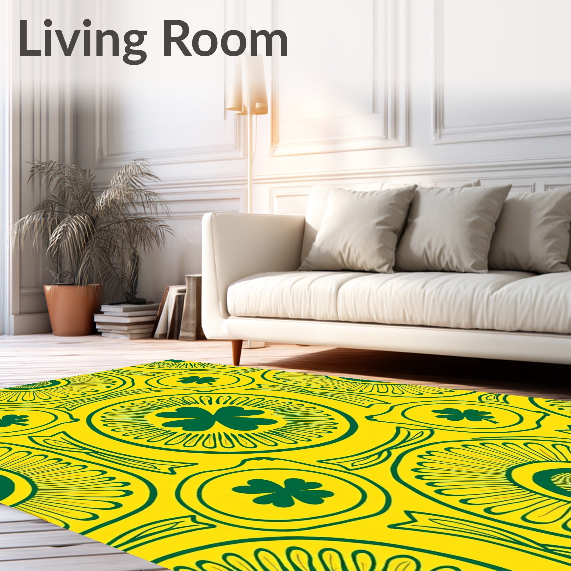 Emerald Clover Medallion Yellow Rug