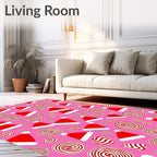 Pink Red Swirl Christmas Hats Rug