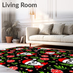 Spooky Black Christmas Santa Ornaments Rug