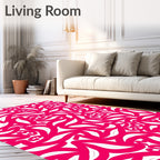 Vibrant Hot Pink Abstract Foliage Rug