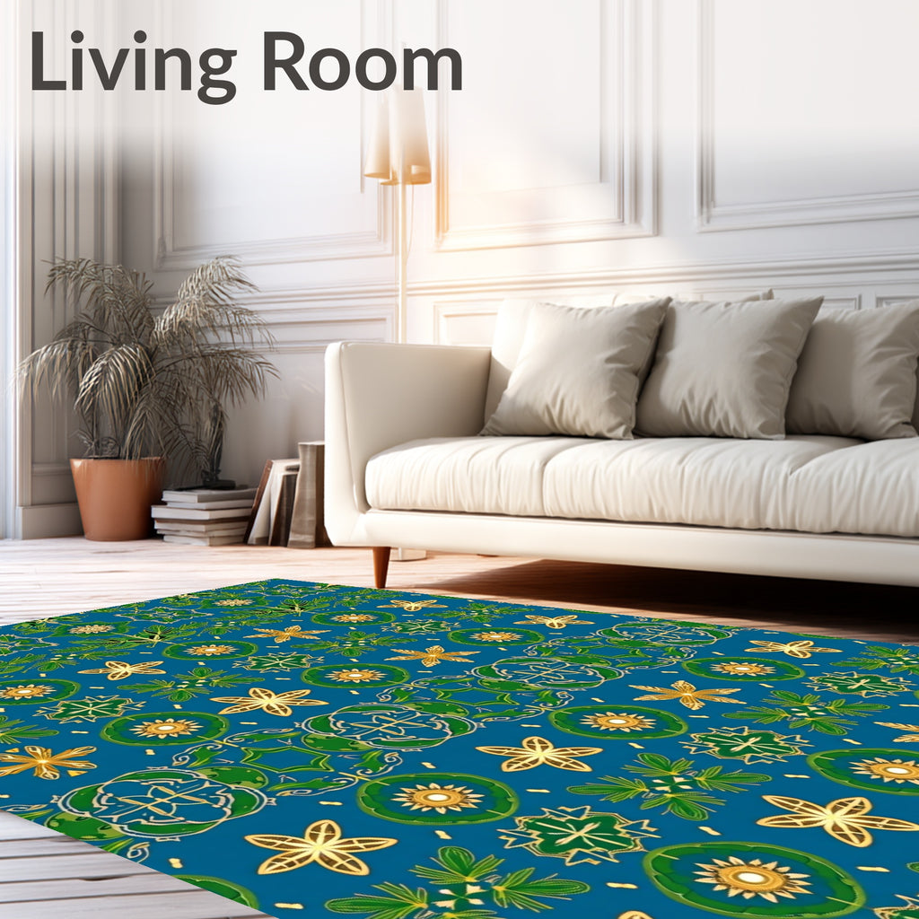 Emerald Gold Blue Medallion Rug
