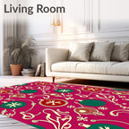 Crimson Festive Ornament Garland Rug