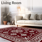 Rich Crimson Snowflake Border Tapestry Rug