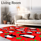Festive Red Penguin Scatterground Rug