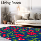 Red Holly Berry Evergreen Branches Rug