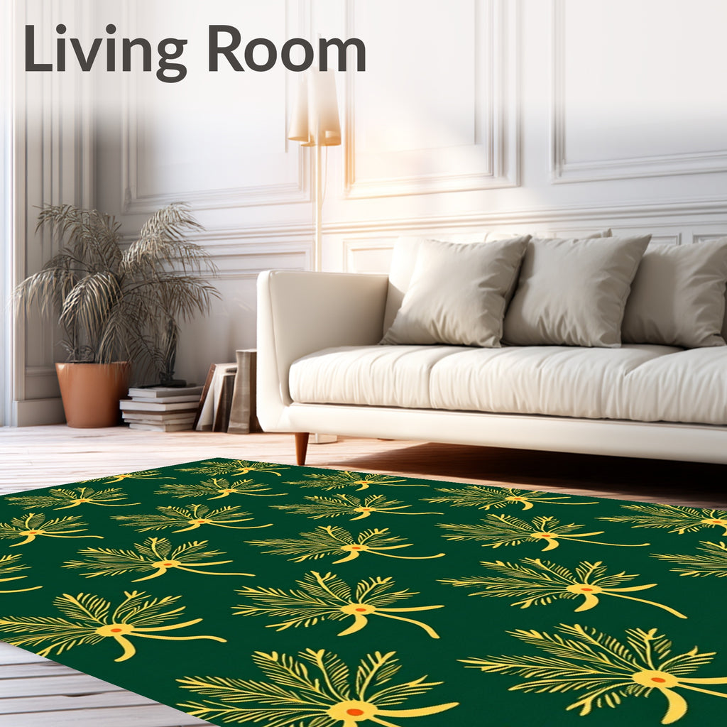 Rich Emerald Fern Laurel Garland Rug