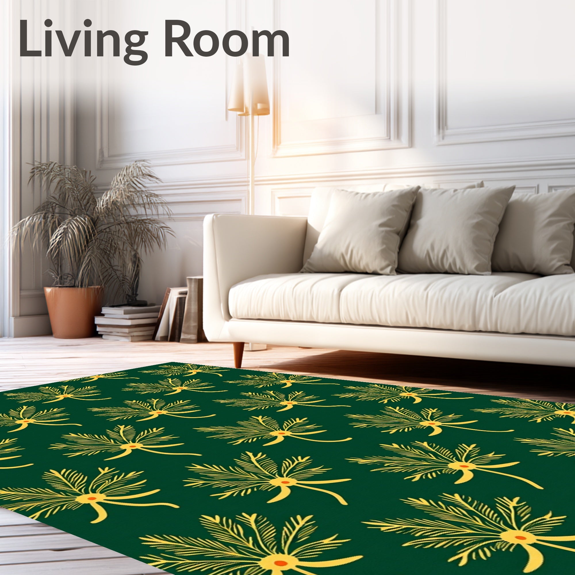 Rich Emerald Fern Laurel Garland Rug