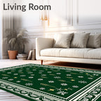 Emerald Green Winter Forest Snowflake Rug