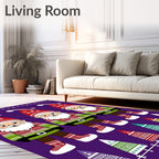 Festive Purple Gnomes Snowflakes Holiday Rug