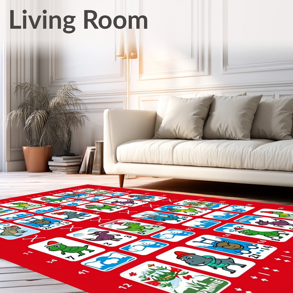Cute Dinosaur Christmas Card Collection Rug