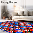 Bold Red Blues Abstract Forms Rug
