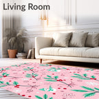 Whimsical Snowman Holly Berry Snowflakes Rug