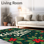 Retro Poinsettia Holly Star Rug