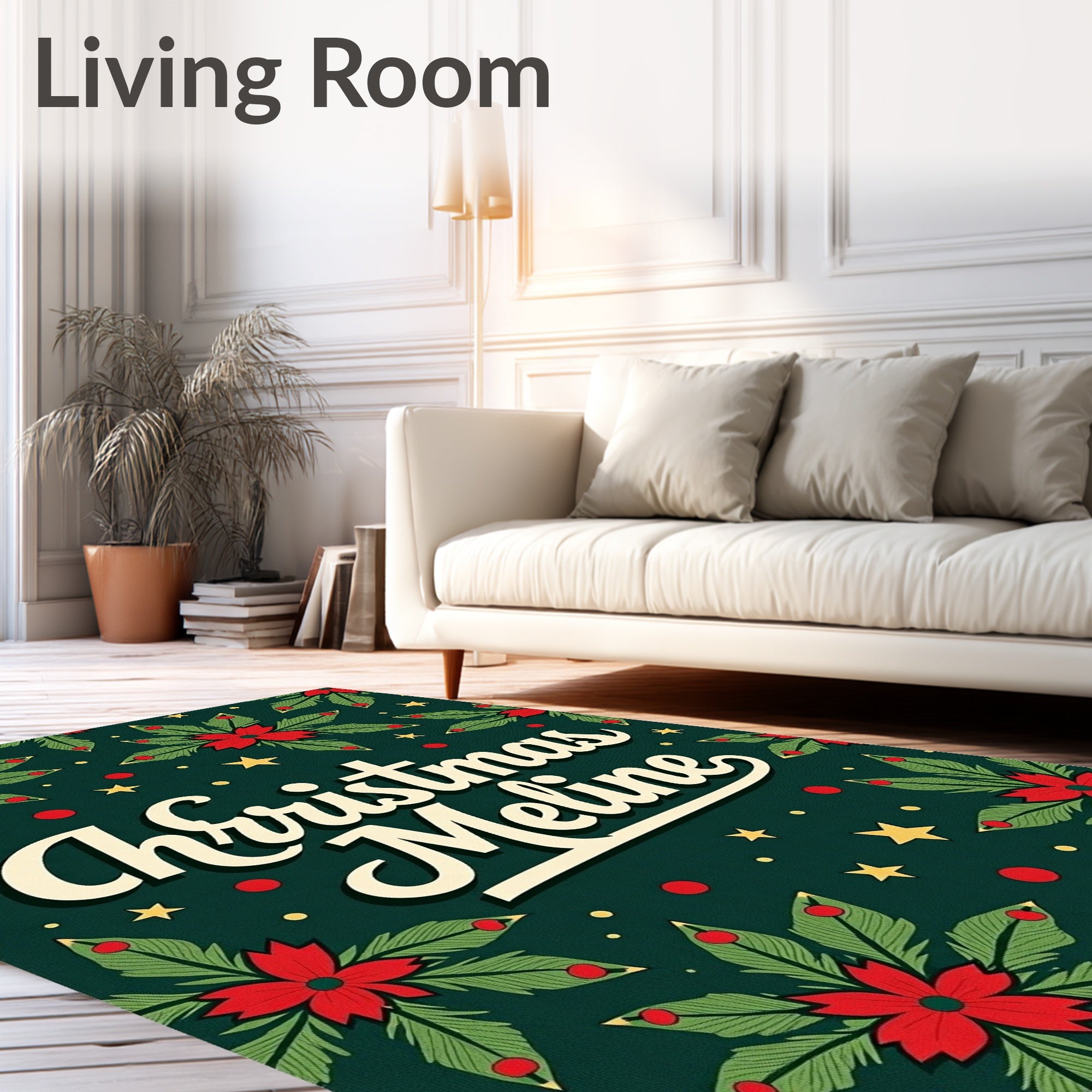 Retro Poinsettia Holly Star Rug