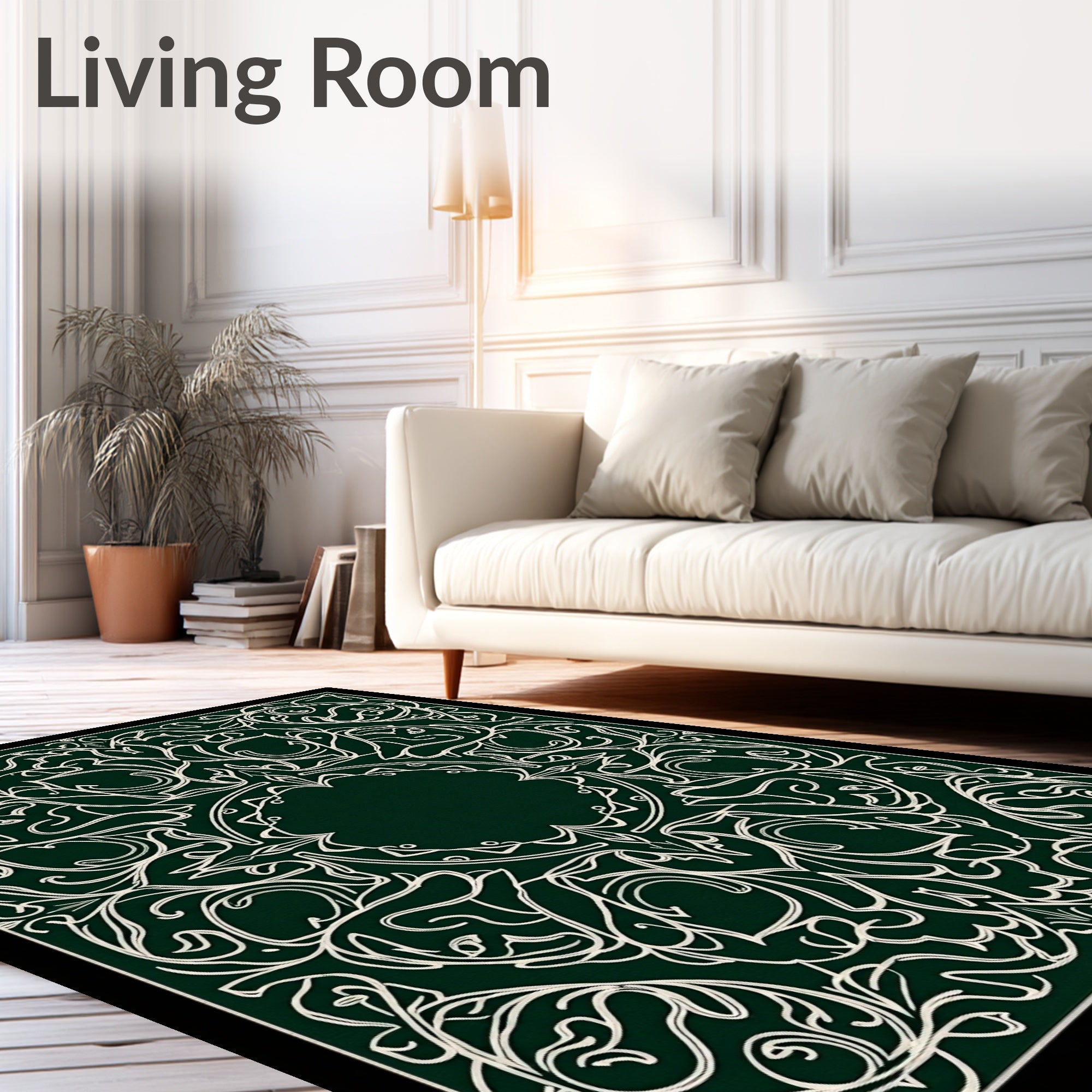 Emerald Green Floral Symmetry Rug
