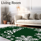 White Snowflake Festive Border Rug