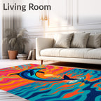 Psychedelic Dolphin Sunset Ocean Waves Rug