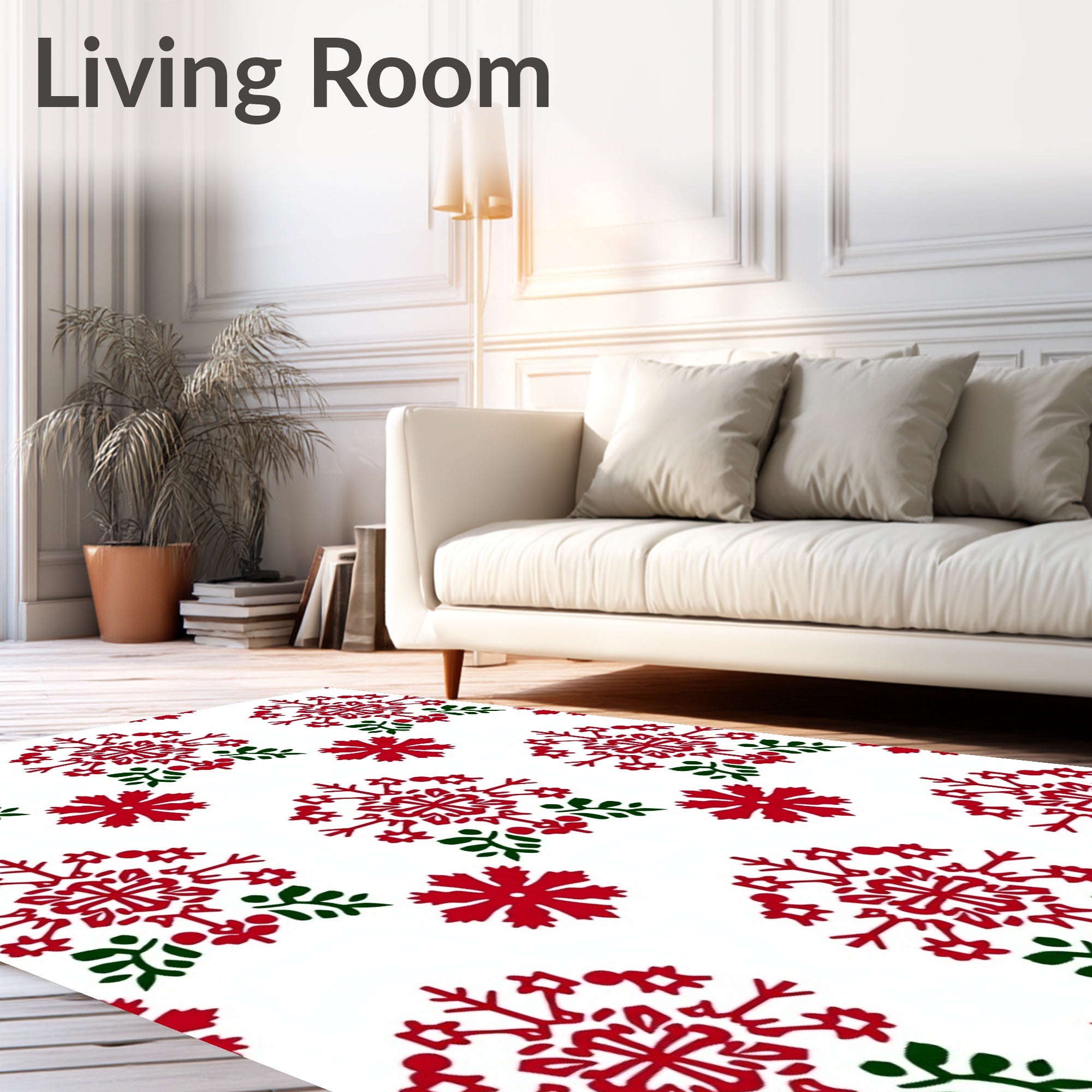 Festive Red Snowflake Medallion Rug