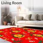 Golden Bells Red Butterfly Holiday Rug