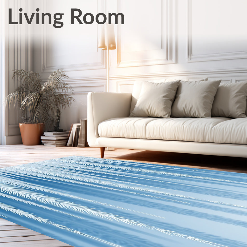 Icy Blue Feathered Drops Rug