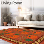 Vintage Pumpkin Vine Autumn Border Rug