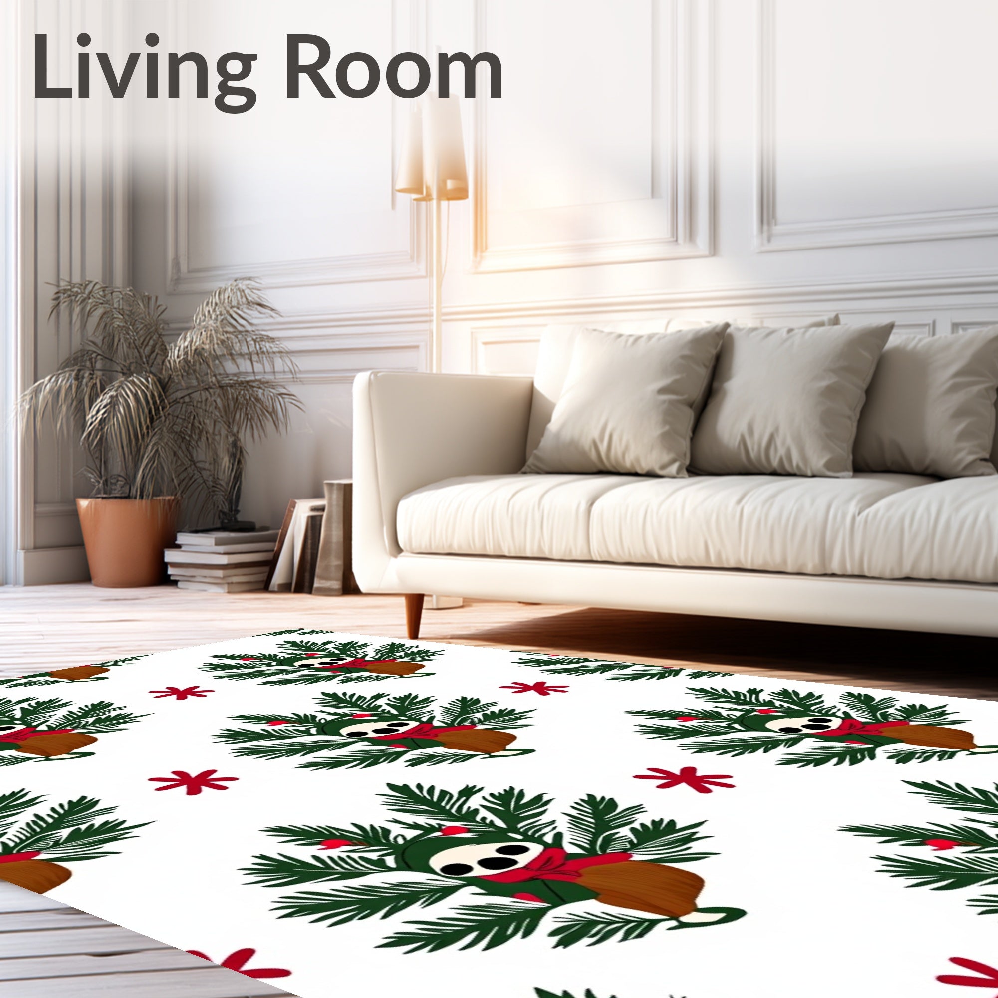 Festive Sloth Christmas Tree Wreath Rug
