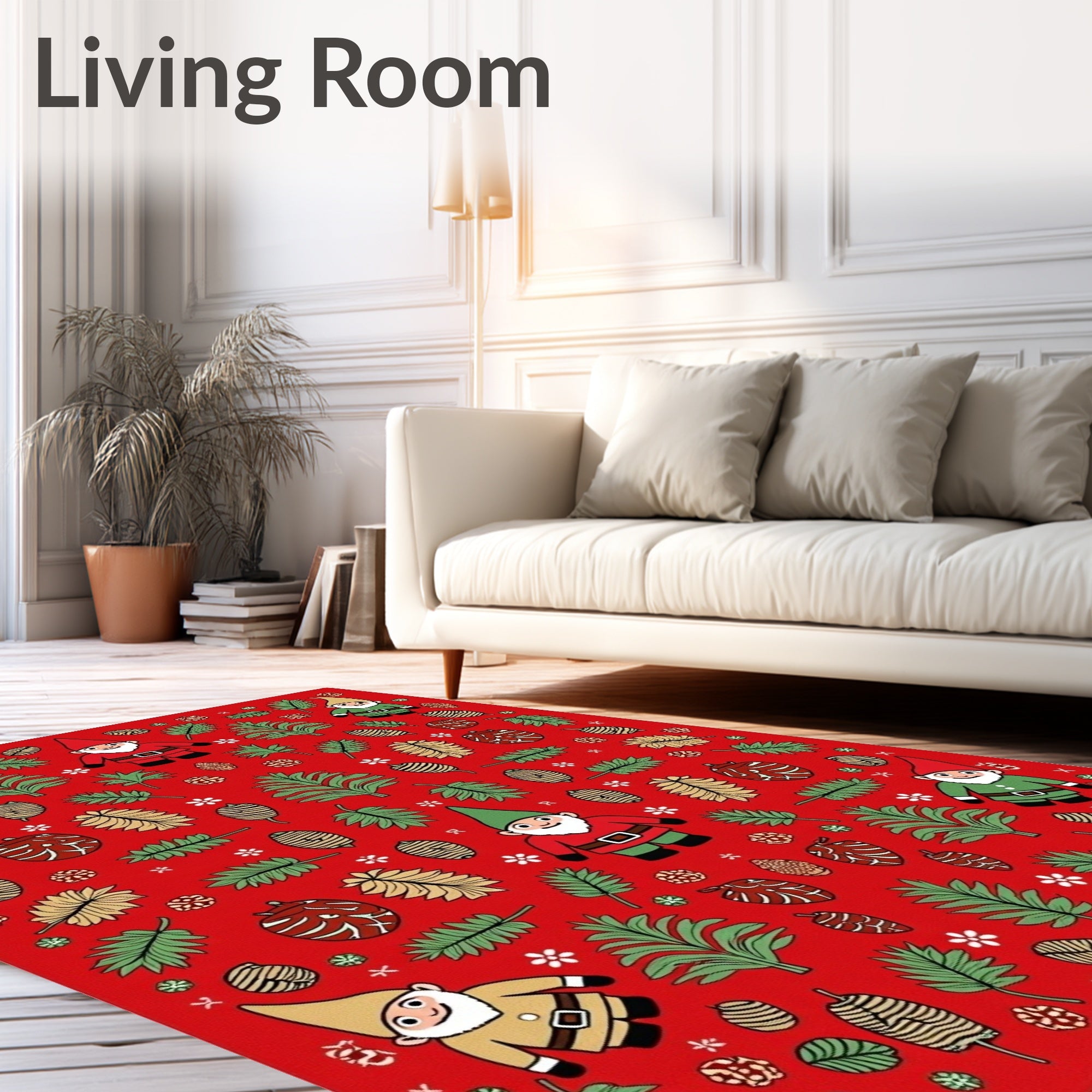 Gnome Forest Friends Red Holiday Blanket Rug