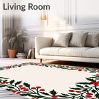 Vibrant Red Holly Berry Border Rug