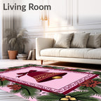 Crimson Bell With Festive Evergreen Wreath Rug