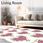 Ornate Lavender Heart Scroll Rug