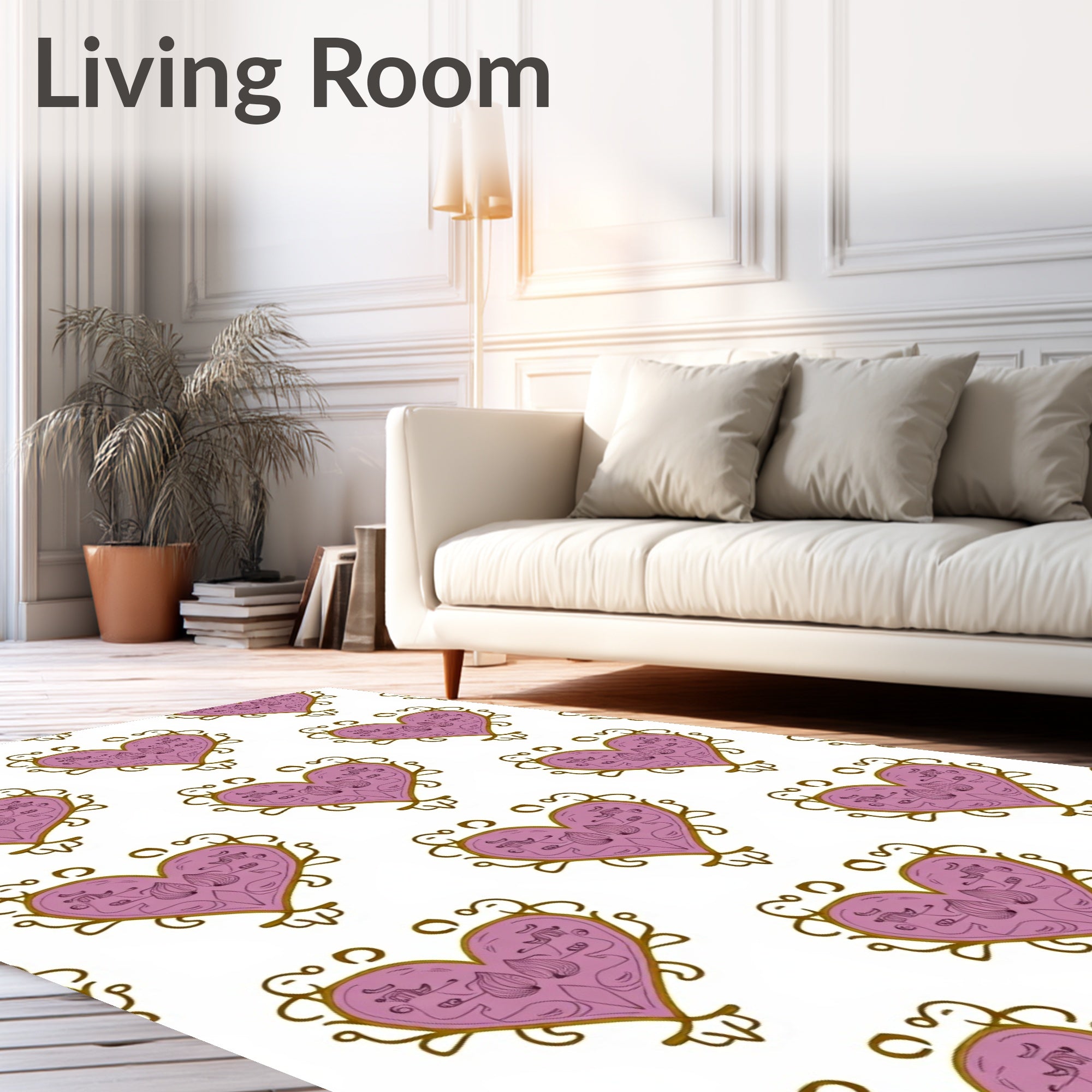 Ornate Lavender Heart Scroll Rug