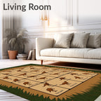 Dinosaur Chart Brown Botanical Border Rug
