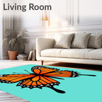 Vibrant Orange Monarch Butterfly Rug
