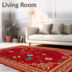 Crimson Red Butterfly Floral Garden Rug
