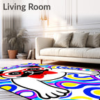 Groovy Pug Red Glasses Bowtie Rug