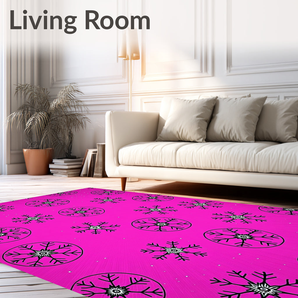 Vivid Pink Snowflake Scatter Rug