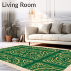 Emerald Gold Art Nouveau Floral Medallion Rug