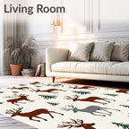 Brown Deer Wooded Landscape Rug