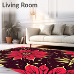 Crimson Yellow Floral Starry Night Rug