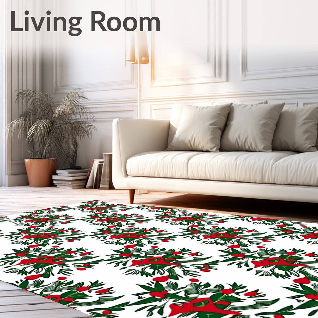 Red Green Festive Holly Berry Rug