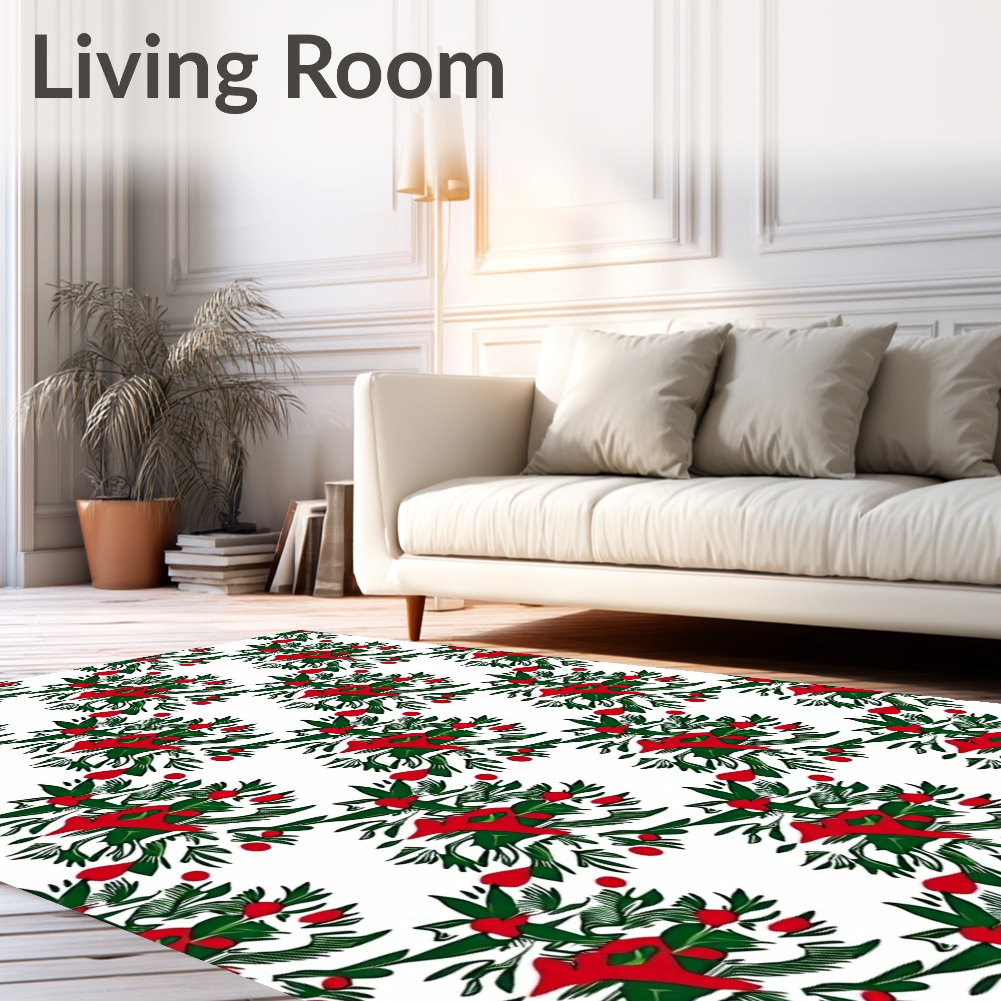 Red Green Festive Holly Berry Rug