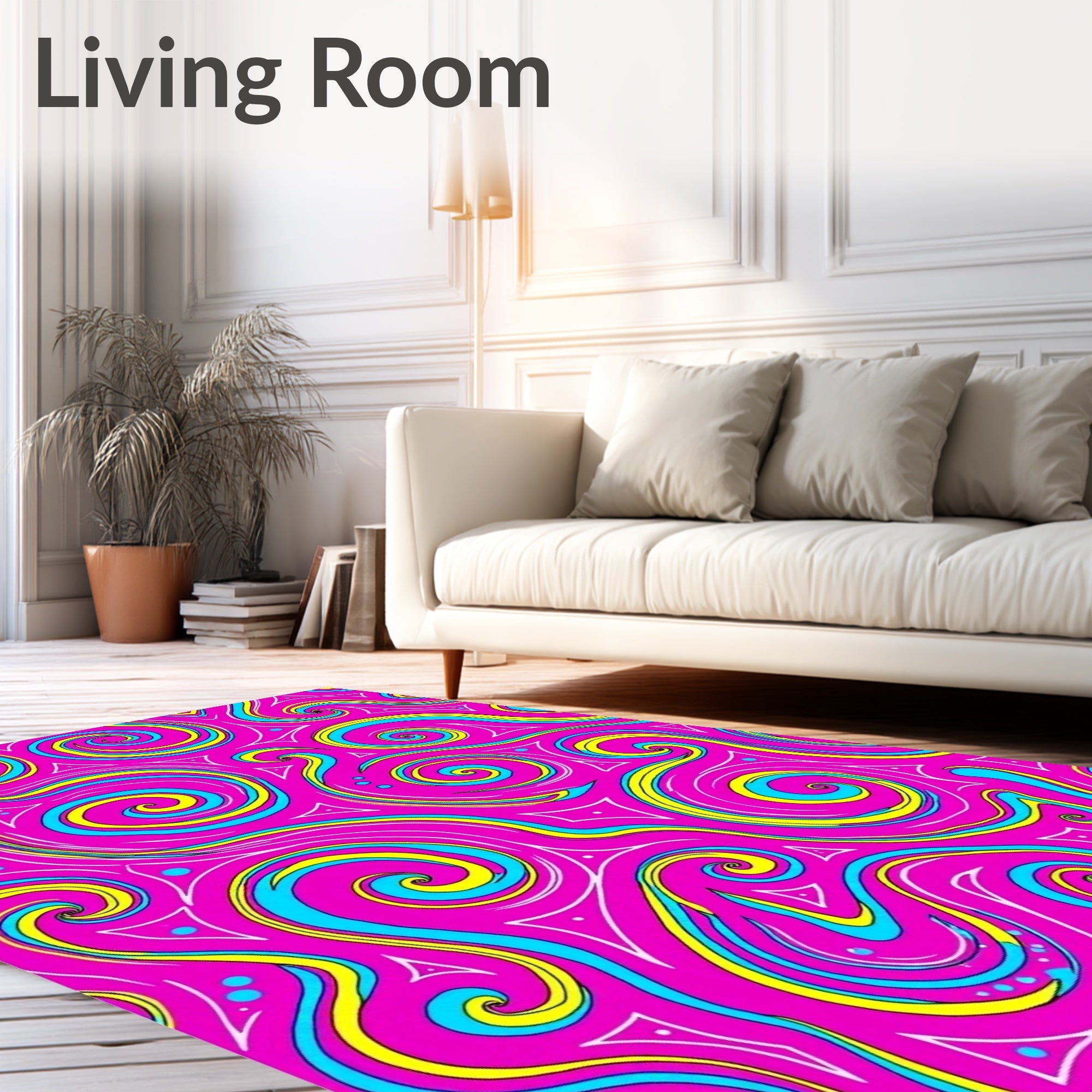 Hot Pink Swirls and Triangles Rug
